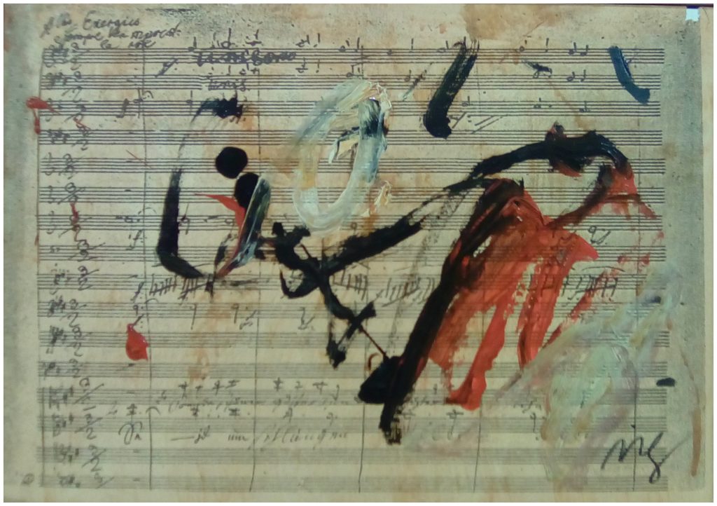 Mischtechnik auf Papier. Partitur, 2018. Aramis Ney