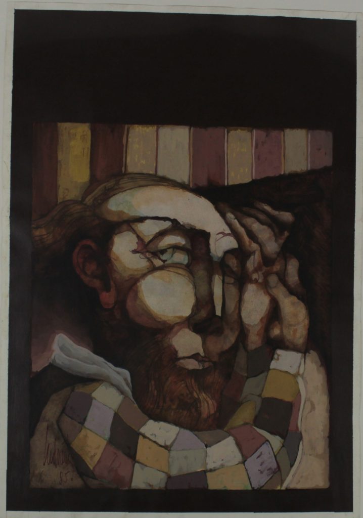 Acryl auf Papier. Clown, Jorge Ludueña