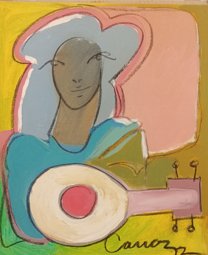 Mujer con mandolina, Alberto Cavazos