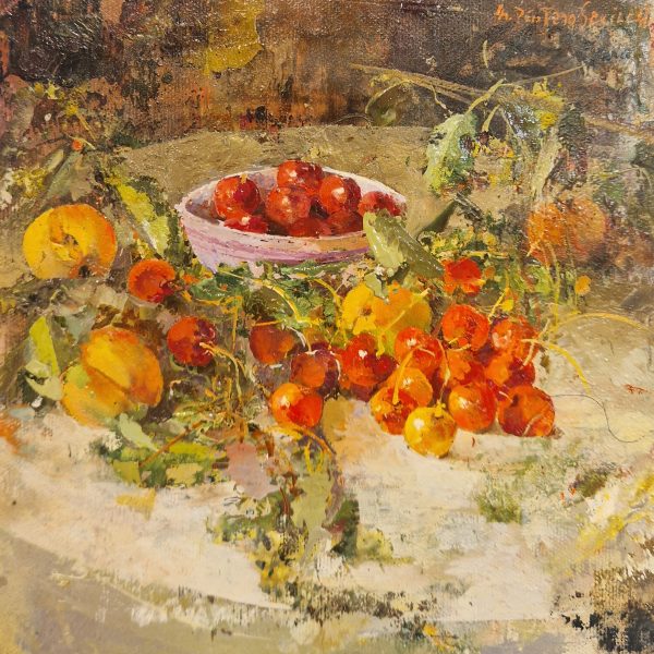Bodegón con cerezas, Ángel Pintado