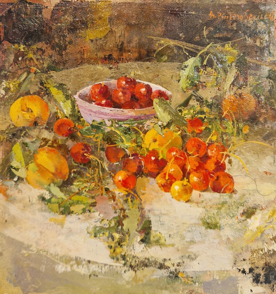 Bodegón con cerezas, Ángel Pintado