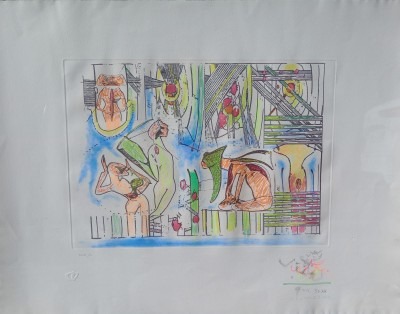 Aguafuerte intervenido de Roberto Matta